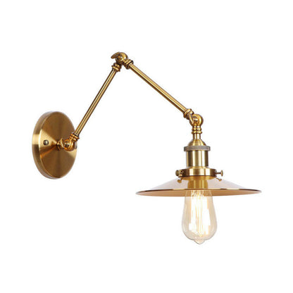 Skanto | Iron Brass Wall Light With Shell/Horn/Cone Single 6"/8" Width Antique Wall Lamp With Swing Arm