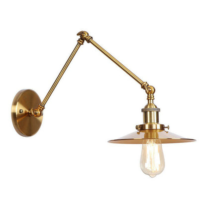 Skanto | Iron Brass Wall Light With Shell/Horn/Cone Single 6"/8" Width Antique Wall Lamp With Swing Arm