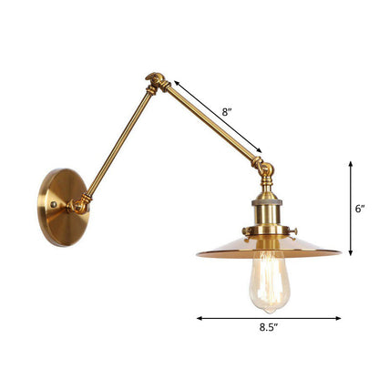 Skanto | Iron Brass Wall Light With Shell/Horn/Cone Single 6"/8" Width Antique Wall Lamp With Swing Arm