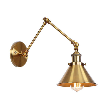 Skanto | Iron Brass Wall Light With Shell/Horn/Cone Single 6"/8" Width Antique Wall Lamp With Swing Arm