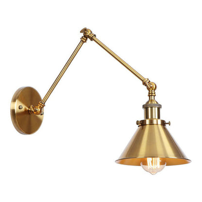 Skanto | Iron Brass Wall Light With Shell/Horn/Cone Single 6"/8" Width Antique Wall Lamp With Swing Arm