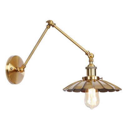 Skanto | Iron Brass Wall Light With Shell/Horn/Cone Single 6"/8" Width Antique Wall Lamp With Swing Arm