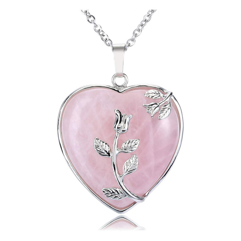 Skanto | Elegant Heart-Shaped Rose Quartz Necklace - Amara