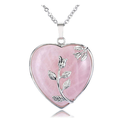 Skanto | Elegant Heart-Shaped Rose Quartz Necklace - Amara