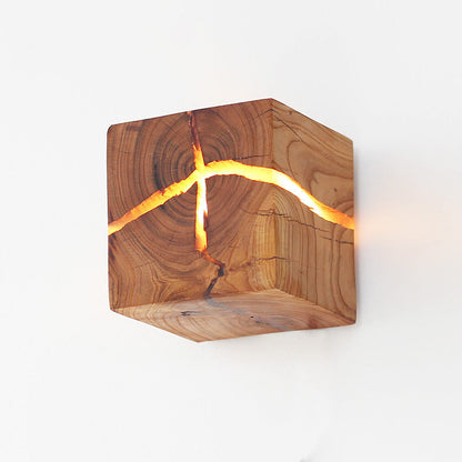 Cube Crack Wood Flush Wall Light Creative Nordic Integrated LED Beige Wall Lamp | Karnz