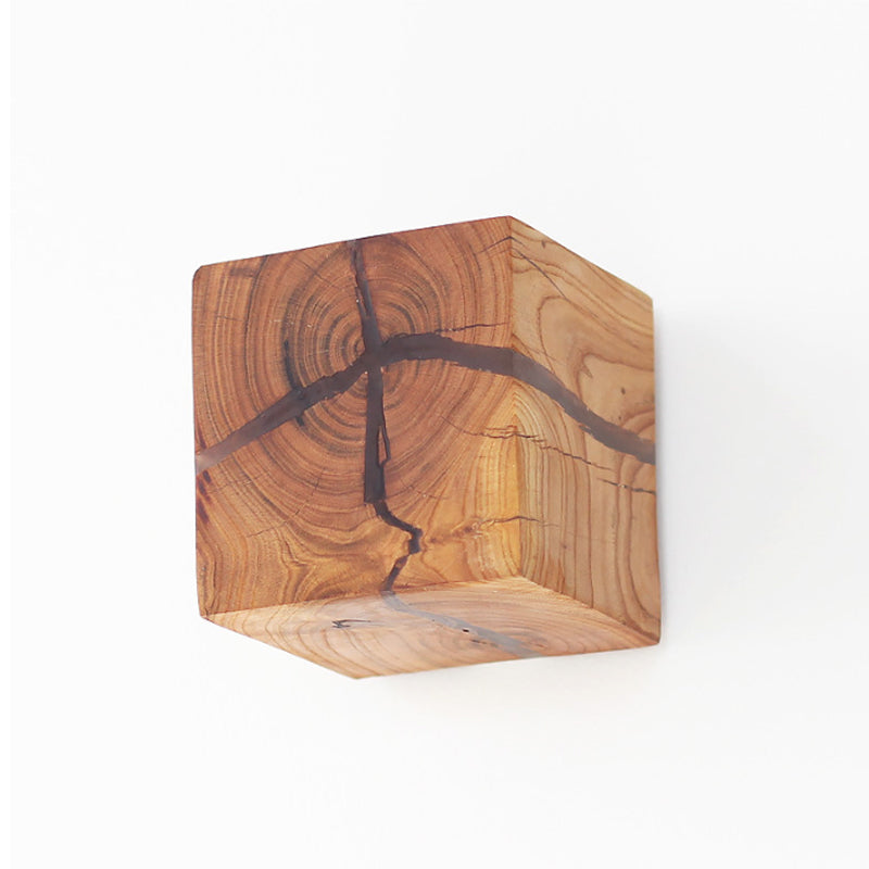 Cube Crack Wood Flush Wall Light Creative Nordic Integrated LED Beige Wall Lamp | Karnz