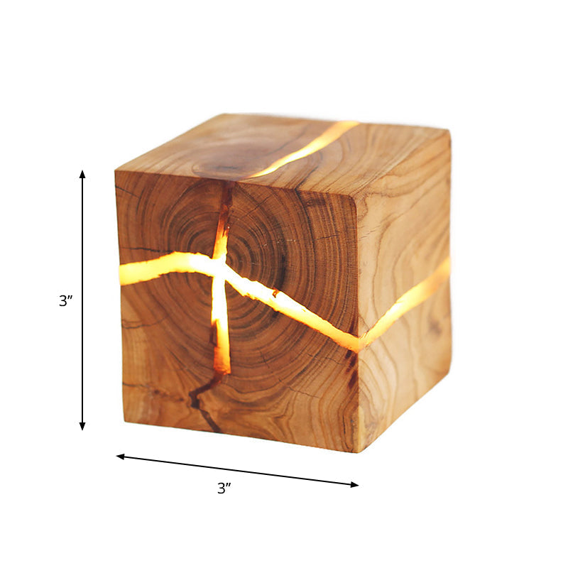 Cube Crack Wood Flush Wall Light Creative Nordic Integrated LED Beige Wall Lamp | Karnz
