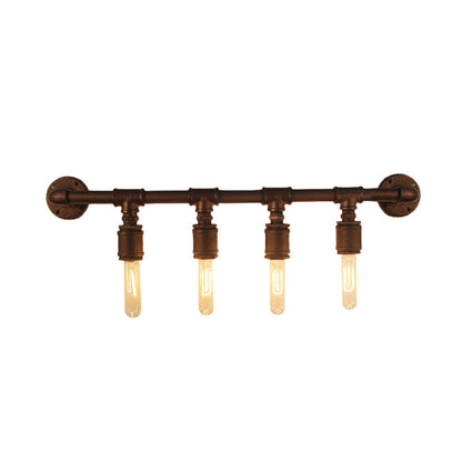 Iron Black Wall Light Straight Pipe 2/4/6 Bulbs Industrial Wall Sconce Light for Living Room | Kalsten