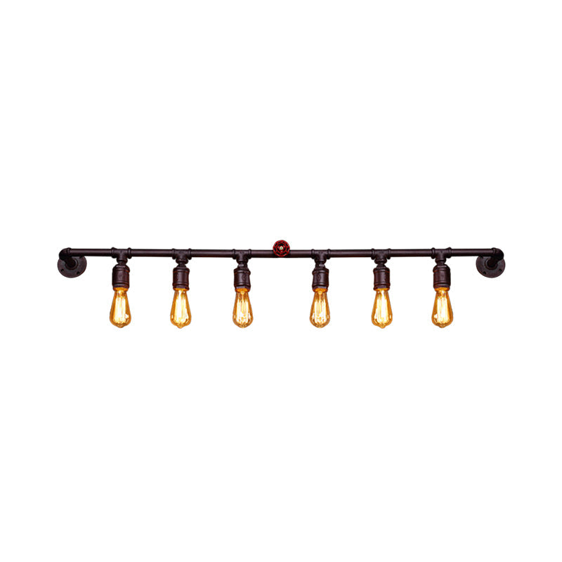 Iron Black Wall Light Straight Pipe 2/4/6 Bulbs Industrial Wall Sconce Light for Living Room | Kalsten