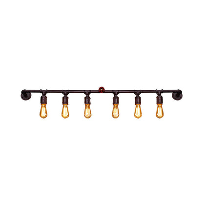 Iron Black Wall Light Straight Pipe 2/4/6 Bulbs Industrial Wall Sconce Light for Living Room | Kalsten