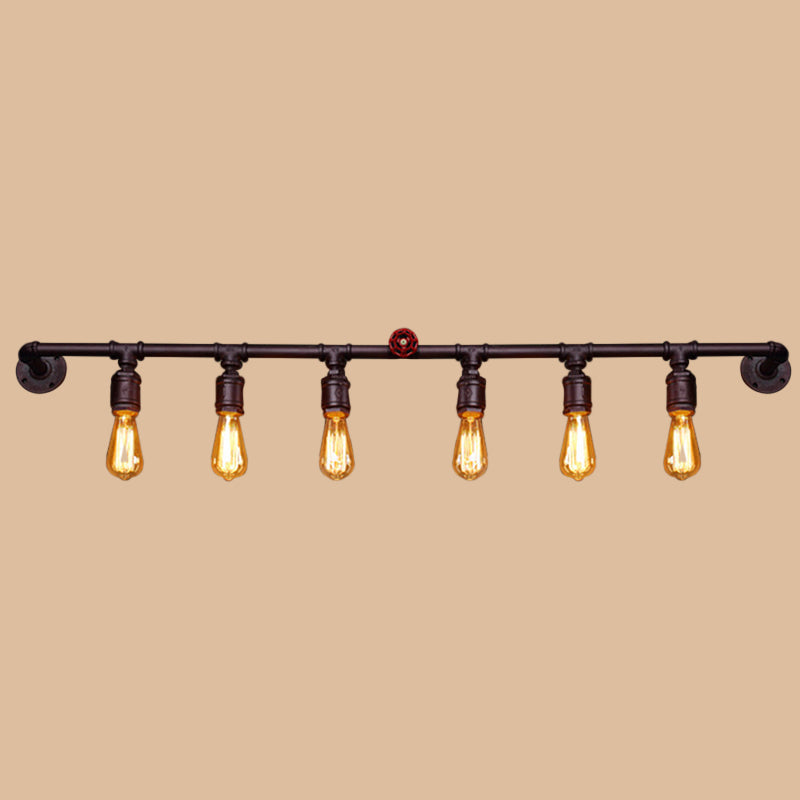 Iron Black Wall Light Straight Pipe 2/4/6 Bulbs Industrial Wall Sconce Light for Living Room | Kalsten