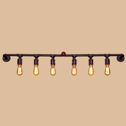 Iron Black Wall Light Straight Pipe 2/4/6 Bulbs Industrial Wall Sconce Light for Living Room | Kalsten