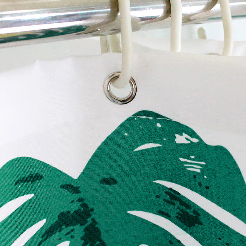 Tropical Leaf Print Shower Curtain
