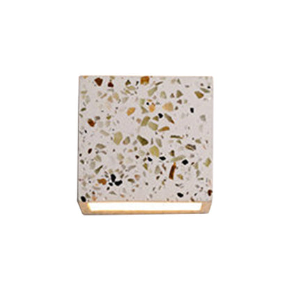 Skanto | Nordic Style Kubisk Opp Ned Wall Lamp Terrazzo 1 Light Hotel Wall Mounted Light in Red/White/Blue