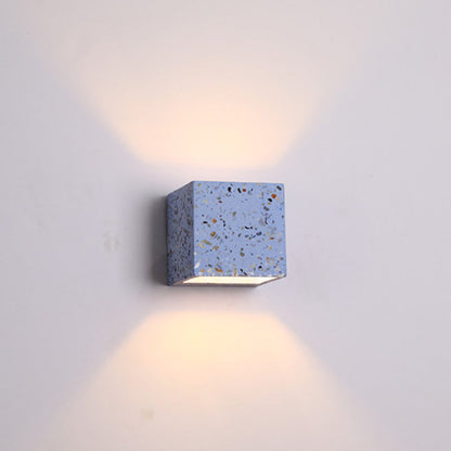 Skanto | Nordic Style Kubisk Opp Ned Wall Lamp Terrazzo 1 Light Hotel Wall Mounted Light in Red/White/Blue