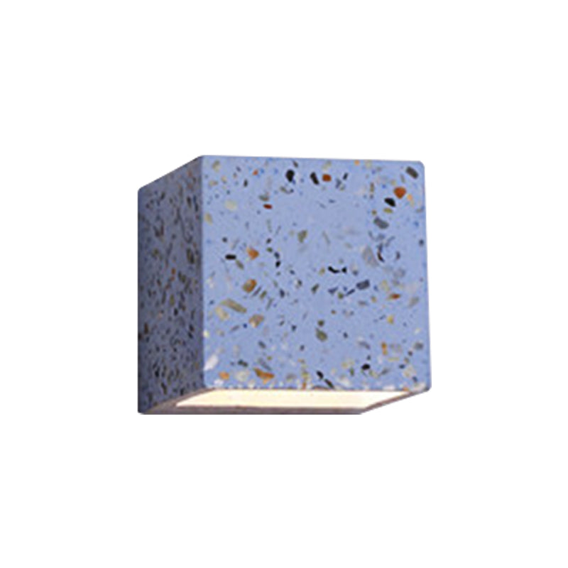 Skanto | Nordic Style Kubisk Opp Ned Wall Lamp Terrazzo 1 Light Hotel Wall Mounted Light in Red/White/Blue