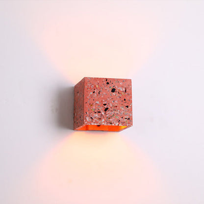 Skanto | Nordic Style Kubisk Opp Ned Wall Lamp Terrazzo 1 Light Hotel Wall Mounted Light in Red/White/Blue