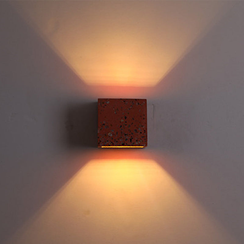 Skanto | Nordic Style Kubisk Opp Ned Wall Lamp Terrazzo 1 Light Hotel Wall Mounted Light in Red/White/Blue