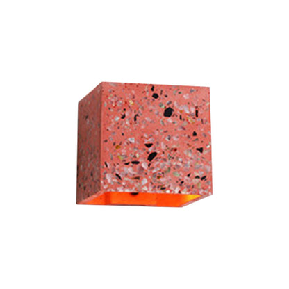 Skanto | Nordic Style Kubisk Opp Ned Wall Lamp Terrazzo 1 Light Hotel Wall Mounted Light in Red/White/Blue