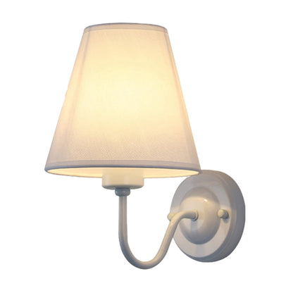 Skanto | Black/Brown/Beige Wall Lamp Nordic 1-Light Fabric Wall Lighting with Curved Arm in Black/White