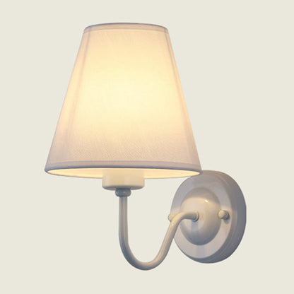 Skanto | Black/Brown/Beige Wall Lamp Nordic 1-Light Fabric Wall Lighting with Curved Arm in Black/White