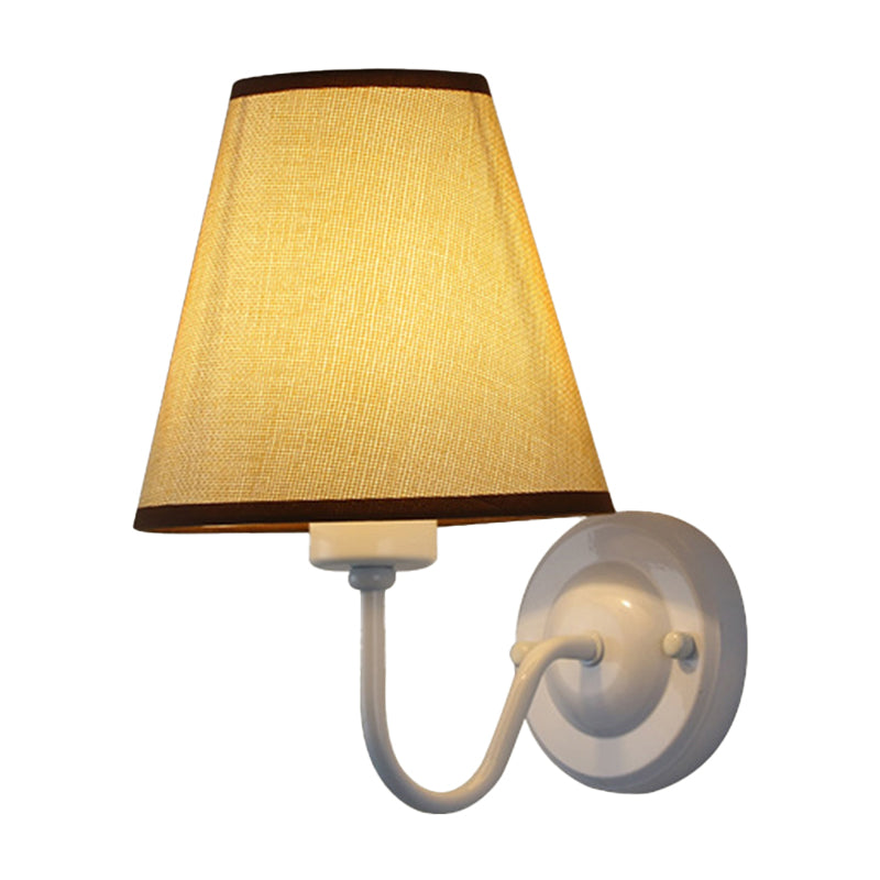Skanto | Black/Brown/Beige Wall Lamp Nordic 1-Light Fabric Wall Lighting with Curved Arm in Black/White