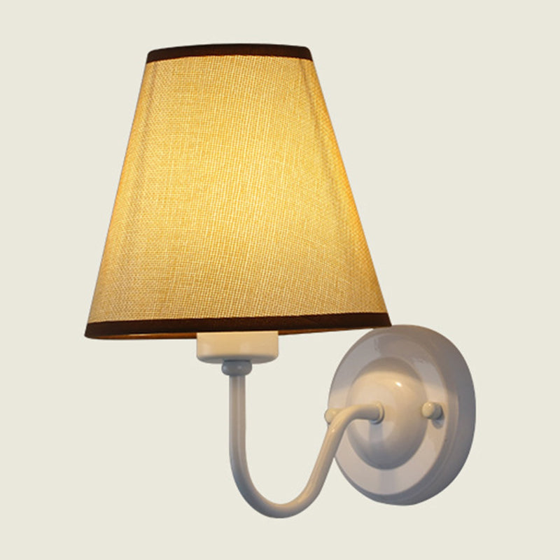 Skanto | Black/Brown/Beige Wall Lamp Nordic 1-Light Fabric Wall Lighting with Curved Arm in Black/White