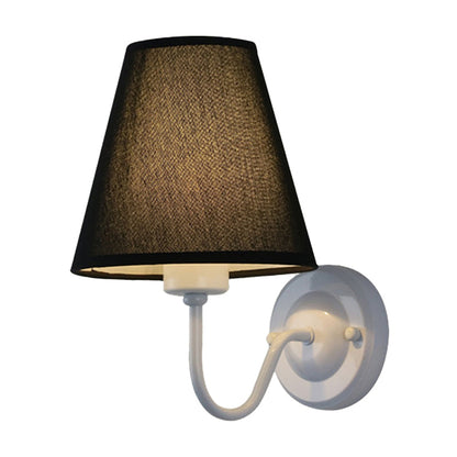 Skanto | Black/Brown/Beige Wall Lamp Nordic 1-Light Fabric Wall Lighting with Curved Arm in Black/White