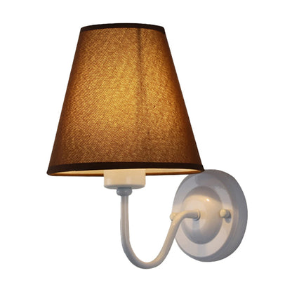Skanto | Black/Brown/Beige Wall Lamp Nordic 1-Light Fabric Wall Lighting with Curved Arm in Black/White