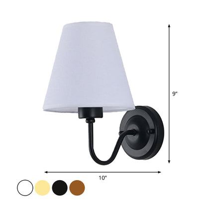 Skanto | Black/Brown/Beige Wall Lamp Nordic 1-Light Fabric Wall Lighting with Curved Arm in Black/White
