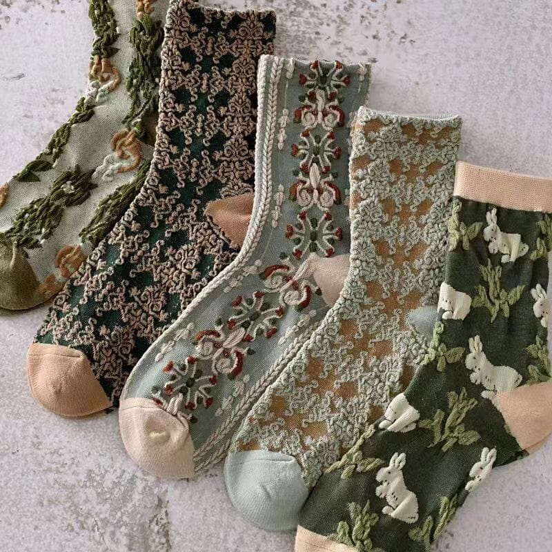 Skanto | Women's Floral Cotton Socks (10 Pairs)