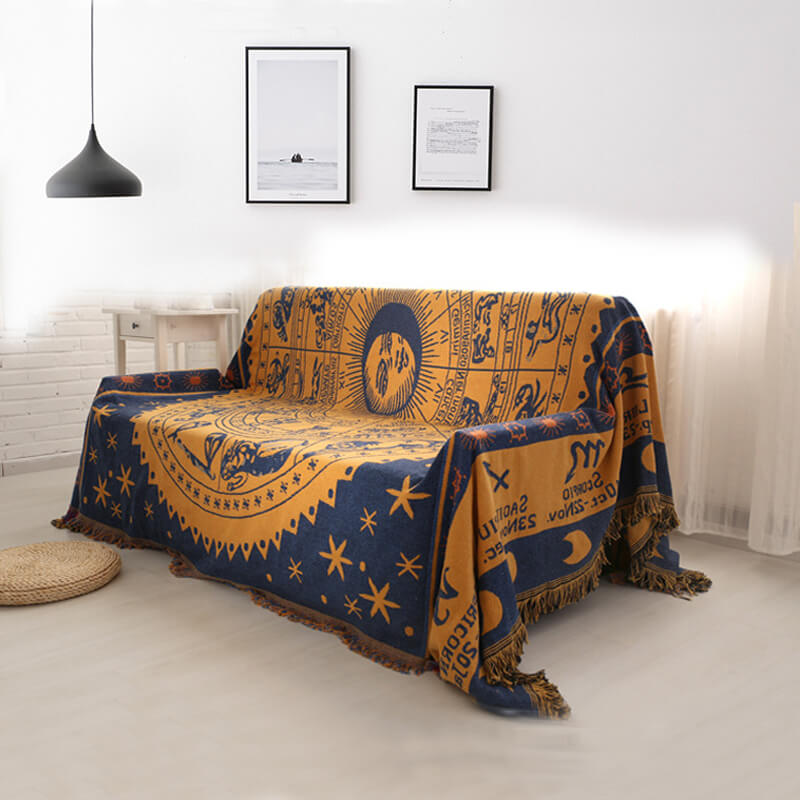 Bohemian knitted throw blankets for sofa decor