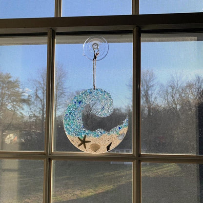 Skanto | Ocean Glass Sun Catcher - Ocean Breaking Wave Beach Ornament
