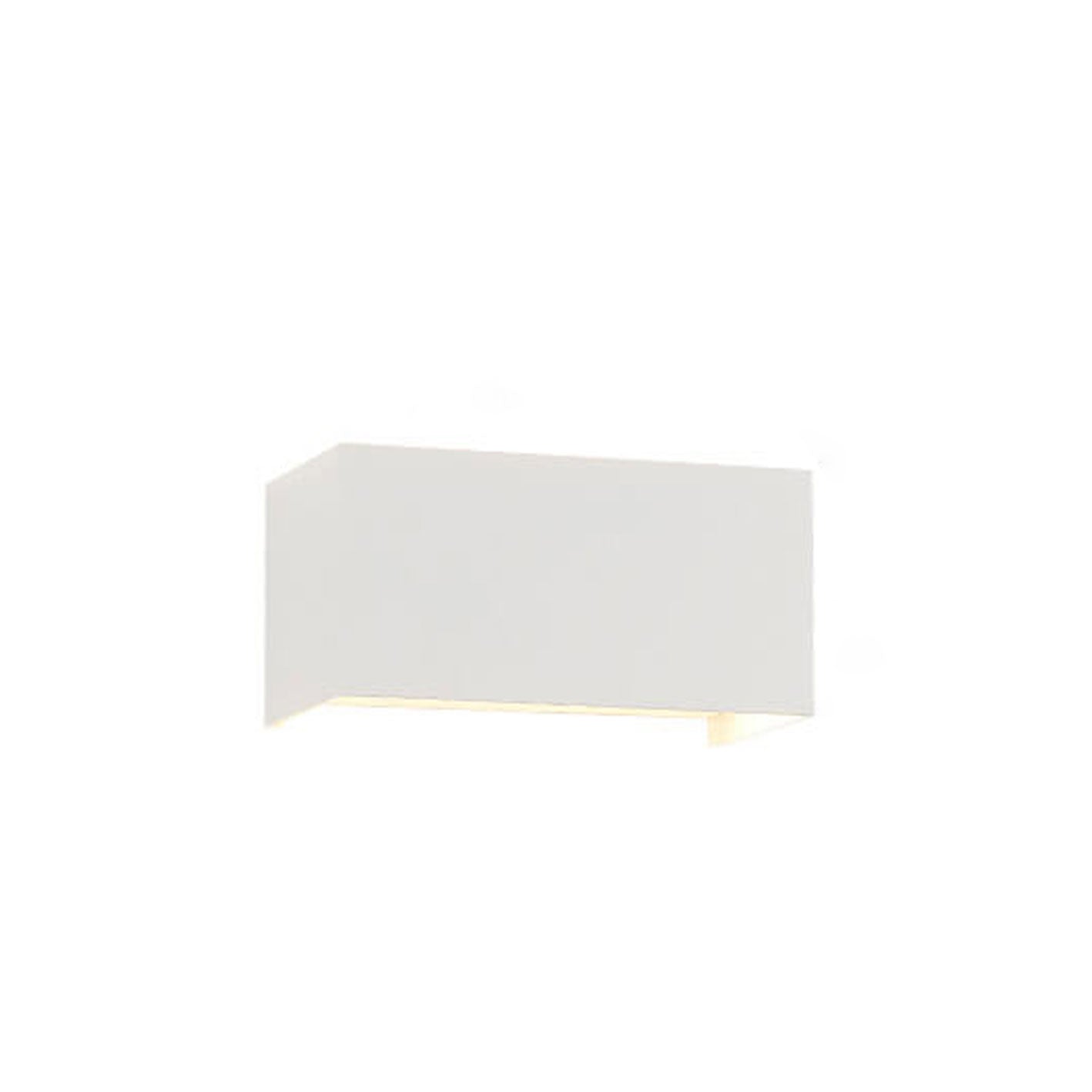 Modern, waterproof, rectangular outdoor LED wall light with up and down lighting.