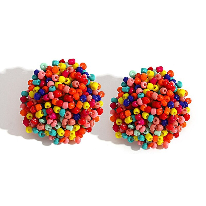 Skanto | Handmade Multicolor Pearl Pompom Stud Earrings