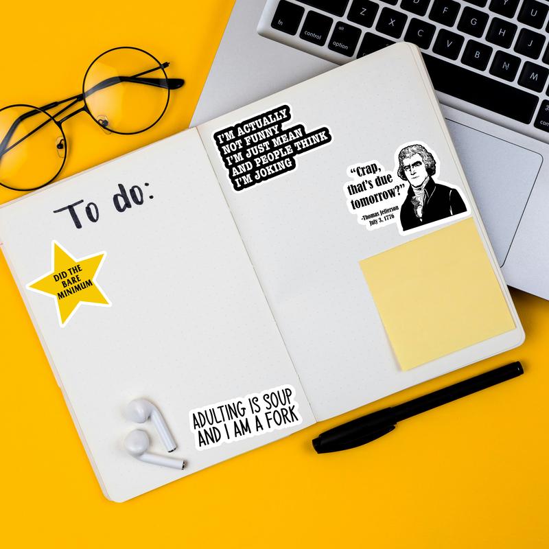 Set with 130 funny quote stickers