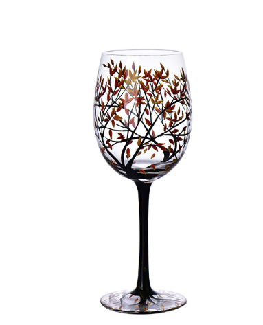 Skanto | Four Seasons Tree Wine Glasses – Hand-Painted Art