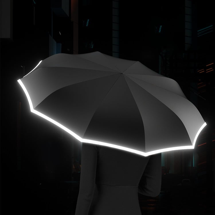 Skanto | Ring Buckle Umbrella, Reflective Safety Stripe, Solid Windproof, Travel Portable