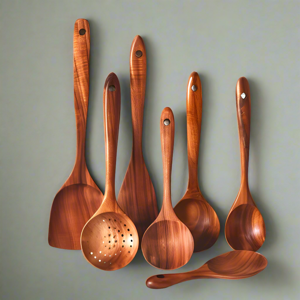Skanto | Skanto TeakChef Kitchen Set – Sustainable Antibacterial Kitchen Utensils Made from Teak Wood