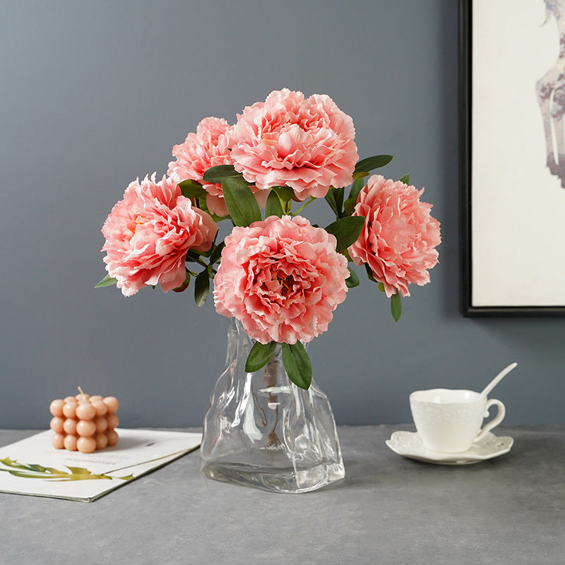 Artificial 5 large head peony flowers