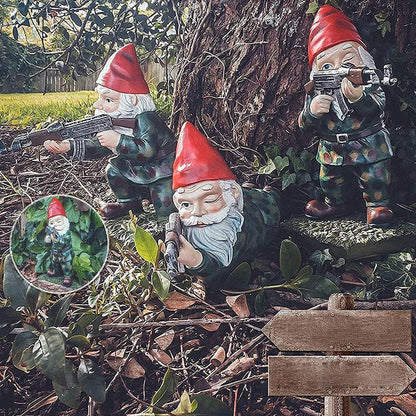 Military garden gnome with camouflage uniform