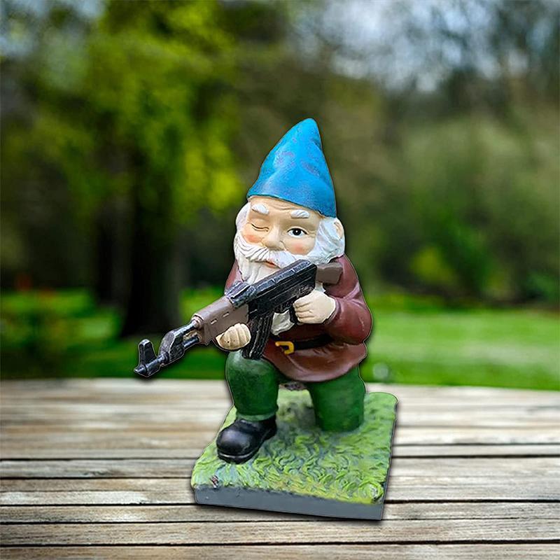 Military garden gnome with camouflage uniform