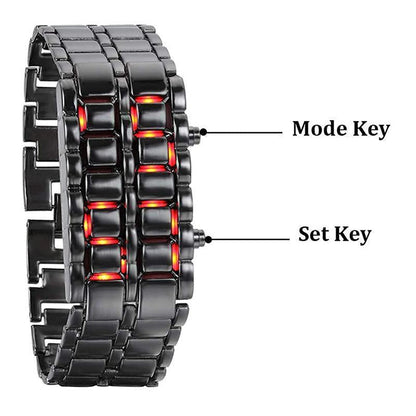 BowLift | Men's Lava LED Digital Stainless Steel Watch