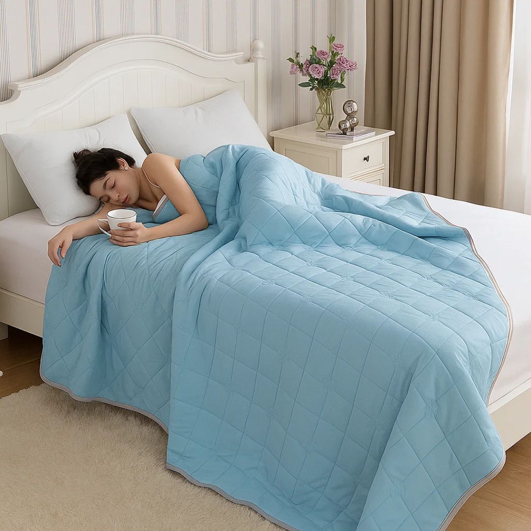 SilkCool | Cooling Blanket – Instant Cooling Comfort – Hypoallergenic Silk Fiber – Overheating Prevention – Relief for Night Sweats and Sensitive Skin Karnz