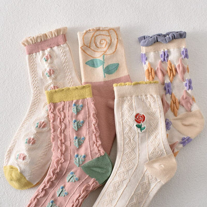 Skanto | Women's Floral Cotton Socks (10 Pairs)
