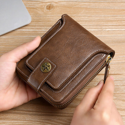 BowLift | Men's New Short Fashion Multi-Cards Horizontal Zipper Wallet