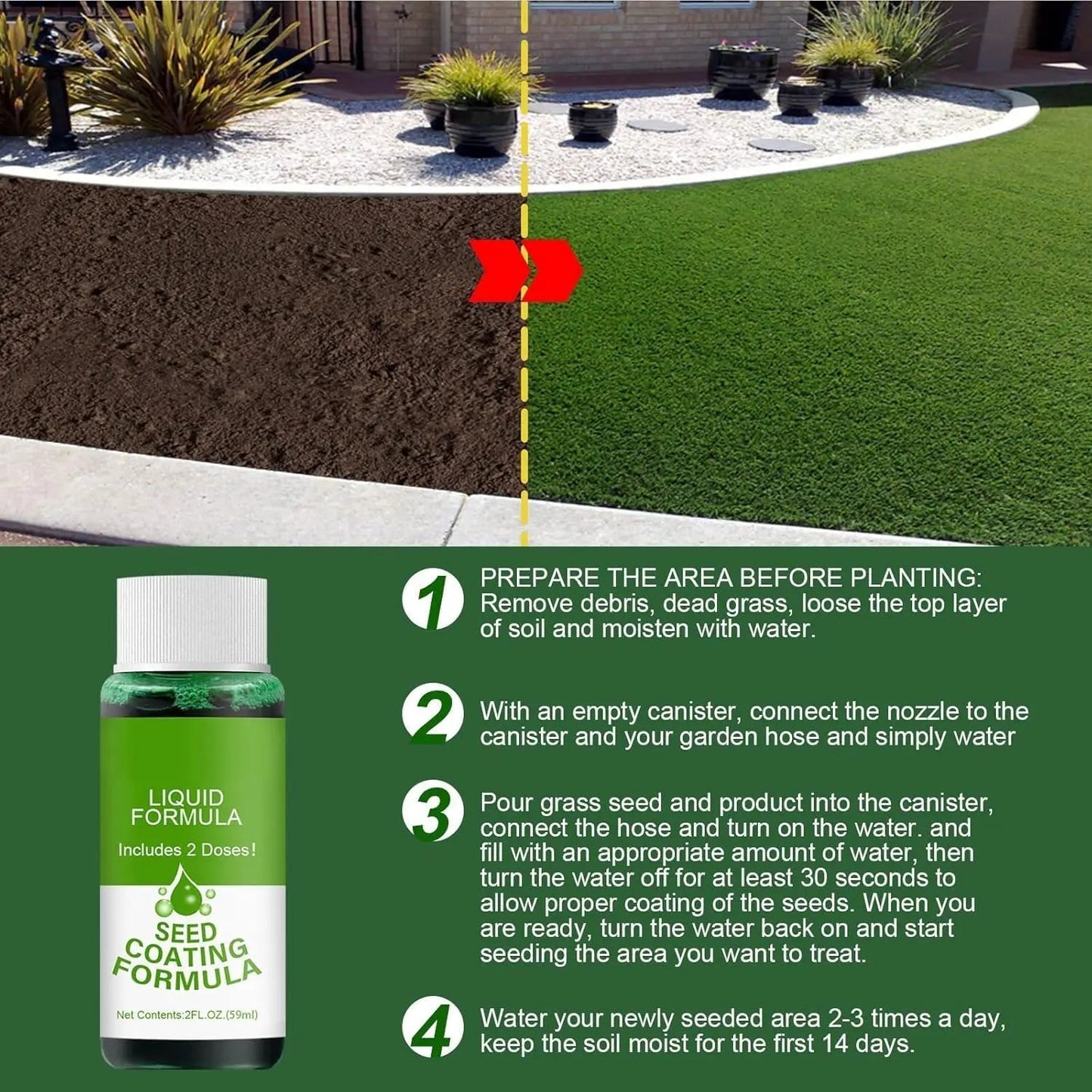 Ready-to-Use Hydroseed Lawn Repair Formula with Up to 40 m² Coverage