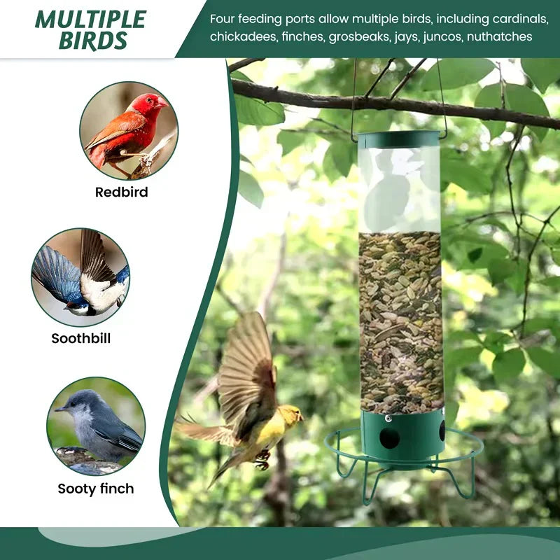 BowLift | Squirrel Proof Bird Feeder | Heavy-Duty Metal, Multi-Feeding Ports & Ideal for Backyard Birdwatching