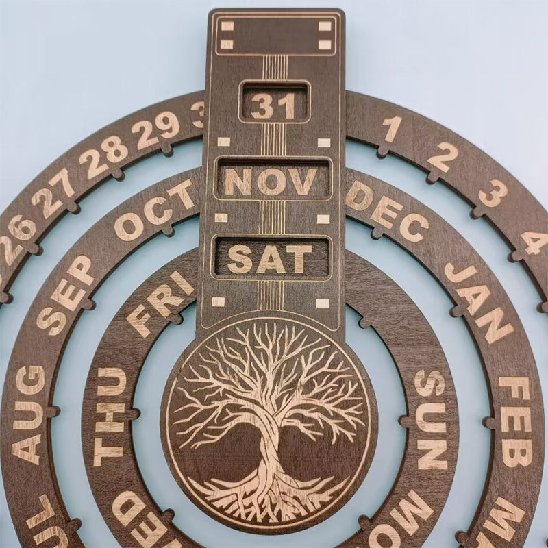 Wood Rotating Circular Perpetual Calendar | Bowlift