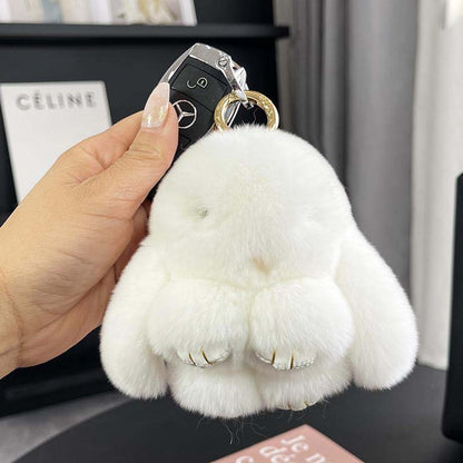 Handmade Keychains with soft Rabbit Pompom (Box Edition)